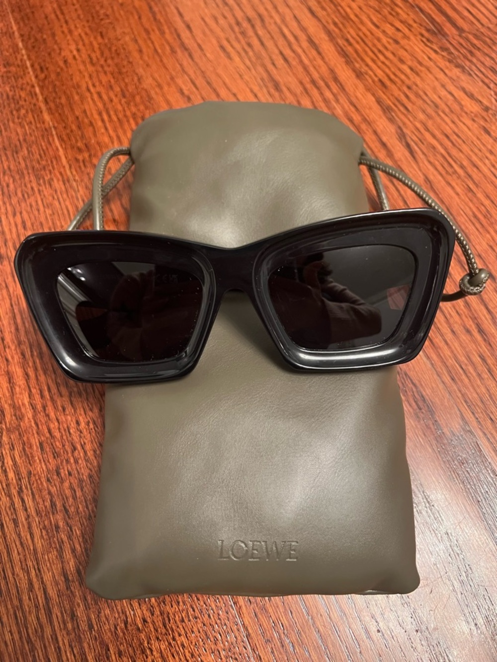 Loewe Black Oversized Rectangular Sunglasses